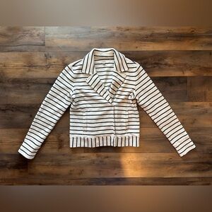 LOFT Striped Snap Front Jacket Small Cotton Moto Style